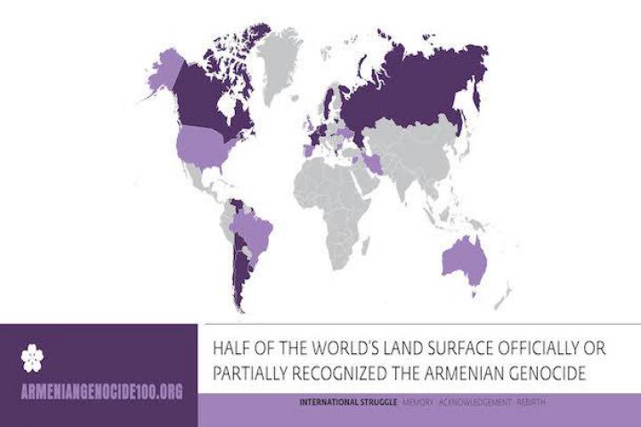 Half of the world's land surface officially or partially recognized the armenian genocide